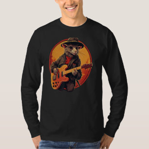 Cool Guitarist Rat with electric Guitar for Boys a T-Shirt