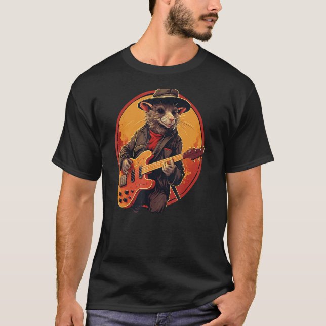 Cool Guitarist Rat with electric Guitar for Boys a T-Shirt (Front)