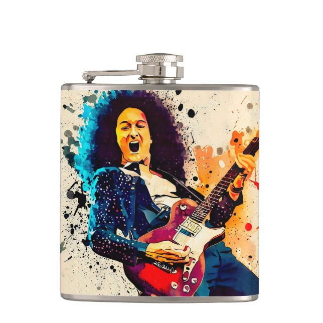 Cool guitarist rock hip flask (Front)
