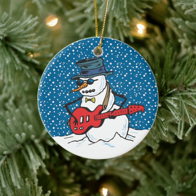 Cool Guitarist Snowman Ornaments (Tree)