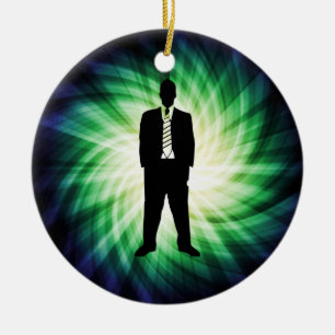 Cool Guy in Suit Silhouette Ceramic Tree Decoration