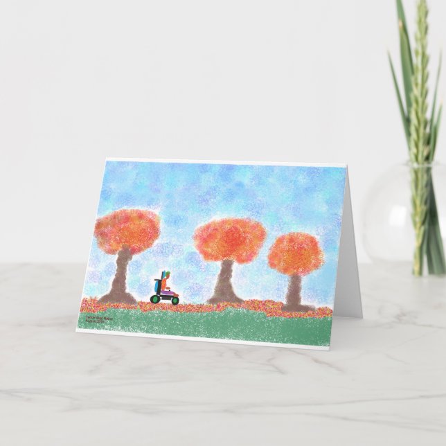 Cool guy rolls through leaves card (Front)