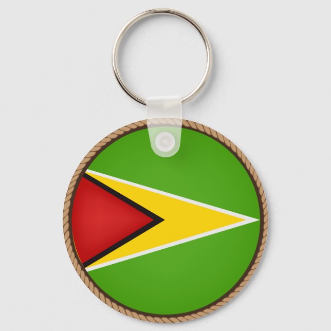Cool Guyana Flag Seal Key Ring (Front)