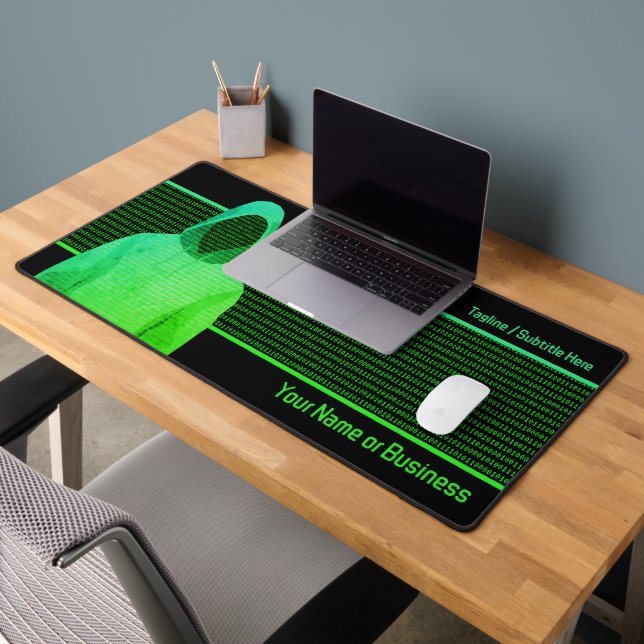Cool Hacker in Hoodie - IT Security - Own Text Desk Mat (Office 2)