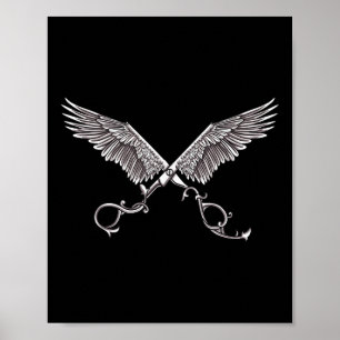 Cool Hair Stylist Scissors With Wings Tattoo Art H Poster