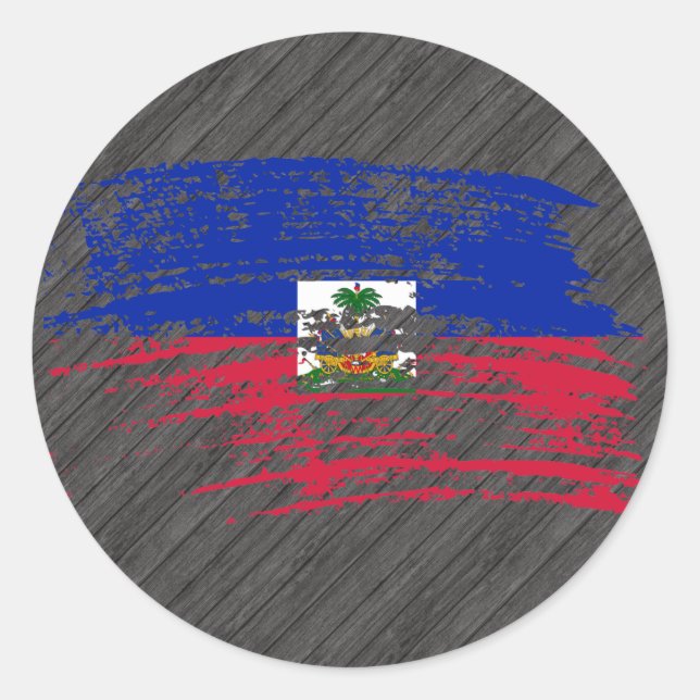 Cool Haitian flag design Classic Round Sticker (Front)