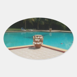 Cool Hakuna Matata Pool Side I love My Family.jpg Oval Sticker