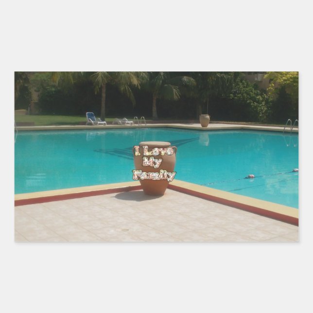 Cool Hakuna Matata Pool Side I love My Family.jpg Rectangular Sticker (Front)