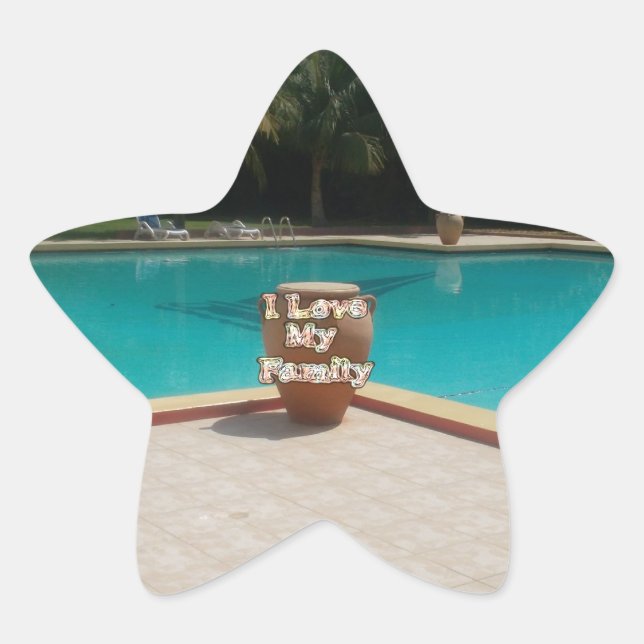 Cool Hakuna Matata Pool Side I love My Family.jpg Star Sticker (Front)