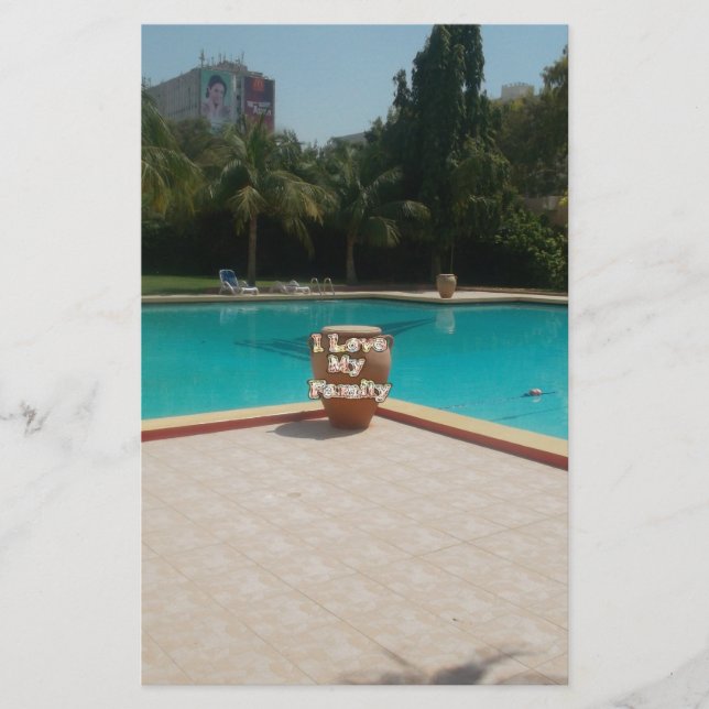 Cool Hakuna Matata Pool Side I love My Family.jpg Stationery (Front)