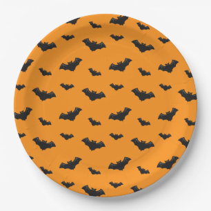 Cool Halloween Bats Pattern Paper Plate