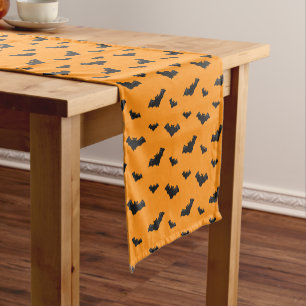 Cool Halloween Bats Pattern Short Table Runner