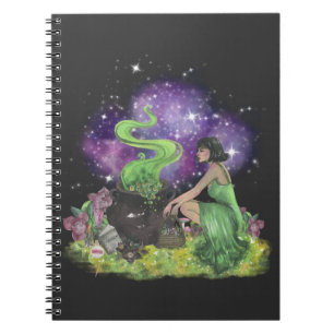 Cool Halloween Beautiful Young Witch With Herbs  Notebook