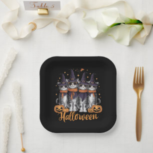 Cool Halloween Cats Gift for Daughter Gift for Her Paper Plate