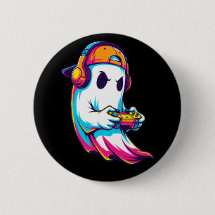 Cool Halloween Ghost Gamer 6 Cm Round Badge