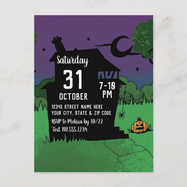 Cool Halloween Haunted House Pumpkin Costume Party Postcard (Front)