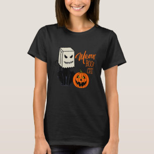 Cool Halloween Meow Boo Boo Cat Illustration Graph T-Shirt