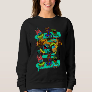Cool Halloween Monsters & Teddy Bear Illustration Sweatshirt