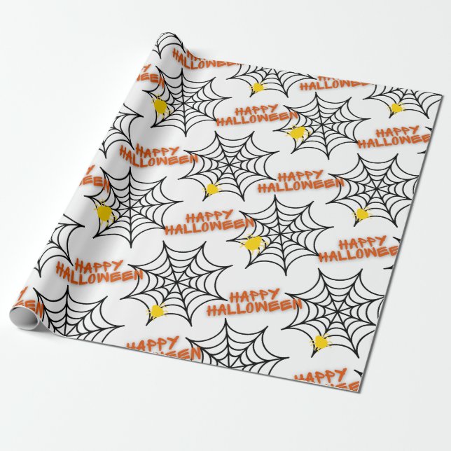 Cool Halloween Spider Web Wrapping Paper (Unrolled)