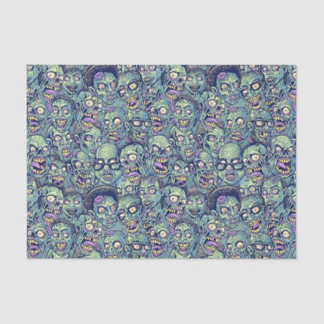 cool Halloween zombie tiled pattern Tissue Paper (Front)