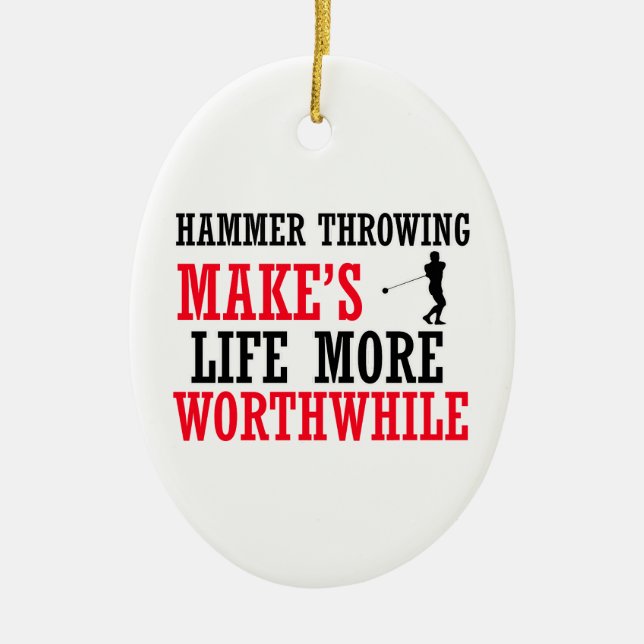 cool hammer Throwing design Ceramic Tree Decoration (Front)