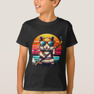 Cool Hamster Field Hockey Player Team  T-Shirt