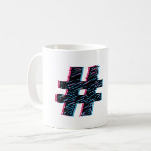 Cool Hand Drawn 3D Effect Hashtag Symbol Coffee Mug