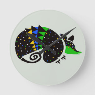 Cool hand drawn ARMADILLO -Wildlife  - Nature Round Clock
