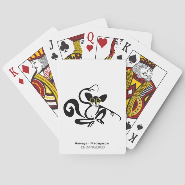 Cool hand drawn AYE-AYE - Conservation -Wildlife Playing Cards (Back)