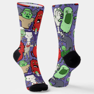 Cool hand drawn cartoon illustration ghost socks