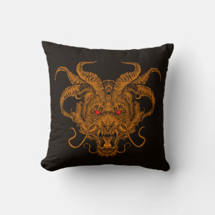 Cool Hand Drawn Dragon Head Illustration Cushion