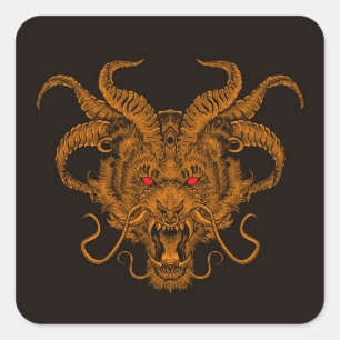 Cool Hand Drawn Dragon Head Illustration Square Sticker