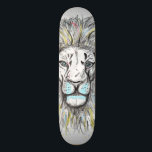 Cool hand drawn sketch and watercolor Lion design Skateboard<br><div class="desc">This design represents a cool watercolor and pencil drawn lion,  grey shades and a touch of vibrant colours big cat,  a sort of funny illustration for animal lovers,  great for every day wear.</div>