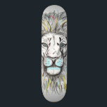 Cool hand drawn sketch and watercolor Lion design Skateboard<br><div class="desc">This design represents a cool watercolor and pencil drawn lion,  grey shades and a touch of vibrant colours big cat,  a sort of funny illustration for animal lovers,  great for every day wear.</div>