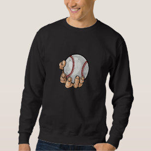 Cool Hand Holding Baseball Ball Sports Team Player Sweatshirt