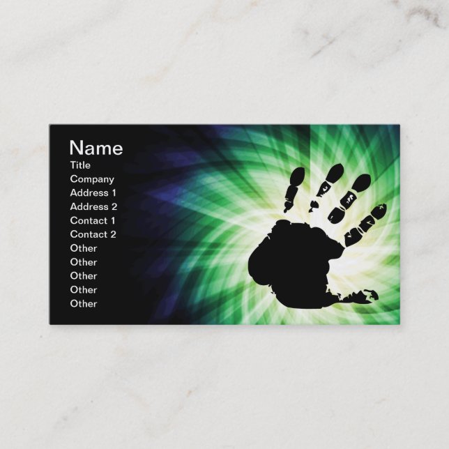 Cool Hand Print; Handprint Business Card (Front)