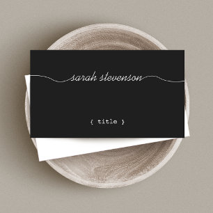 Cool, Handwritten Script, Simple Black Writer Business Card
