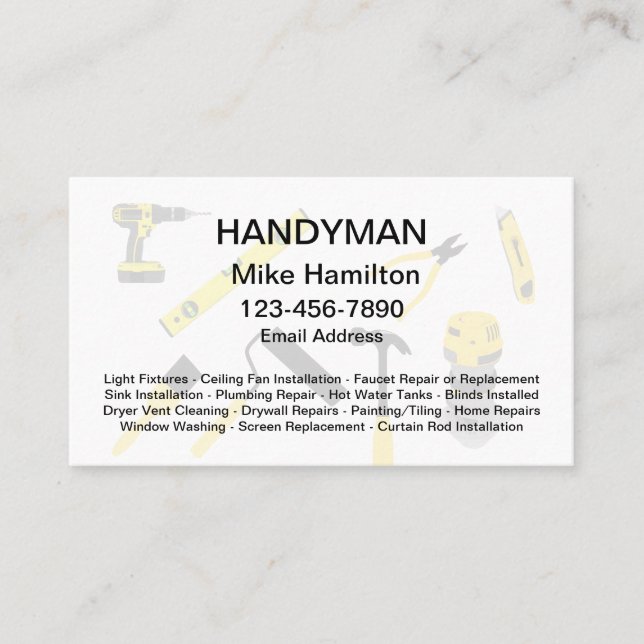 Cool Handyman Business Cards  (Front)