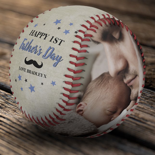 Cool Happy 1st Father's Day | Dad  Photo Collage Baseball (Creator Uploaded)