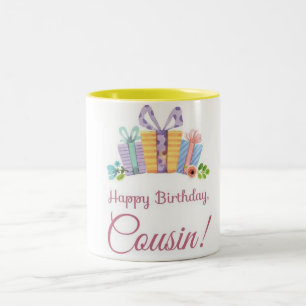 **COOL HAPPY BIRTHDAY COUSIN** Two-Tone COFFEE MUG