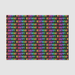 Cool Happy Birthday word art pattern Tissue Paper