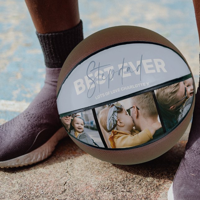 Cool Happy Fathers Day Stepdad 3 Photo Collage Basketball (Creator Uploaded)