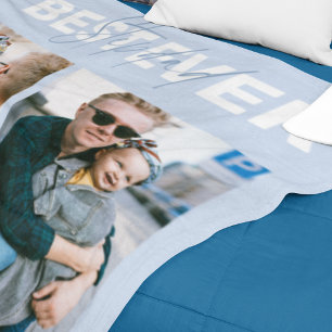 Cool Happy Fathers Day Stepdad 3 Photo Fleece Blanket