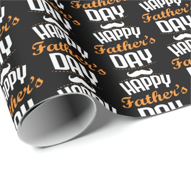 cool Happy Father's Day word art tiled  Wrapping Paper (Roll Corner)