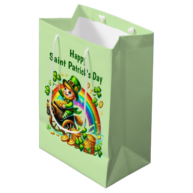 Cool Happy Saint Patrick's Day leprechaun  Medium Gift Bag (Front Angled)