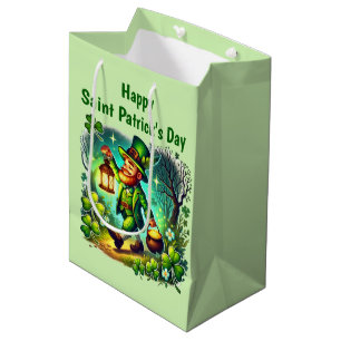 Cool Happy Saint Patrick's Day leprechaun Medium Gift Bag