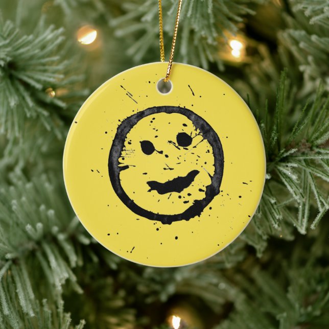 Cool Happy Smiling face yellow Ceramic Tree Decoration (Tree)