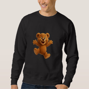 Cool Happy Teddy Bear Toy Jump Illustration Outfit Sweatshirt
