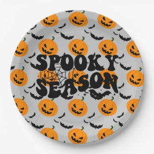 Cool Haunted Pumkin Party Paper Plates