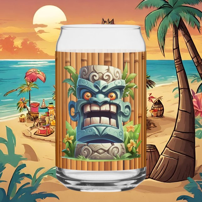 Cool Hawaii tiki head party Can Glass (Creator Uploaded)